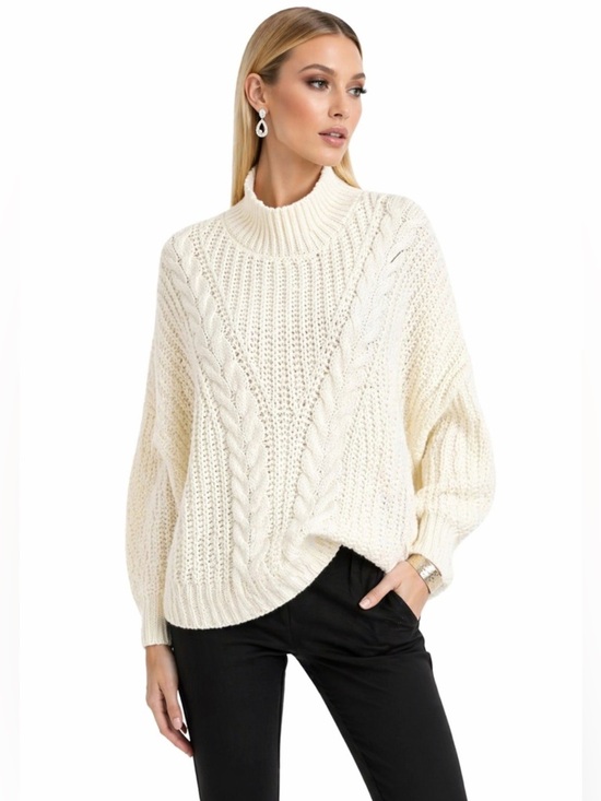 Time and Tru Sweaters - Time and Tru Women's Mix Stitch Sweater, Winter White, Size XL